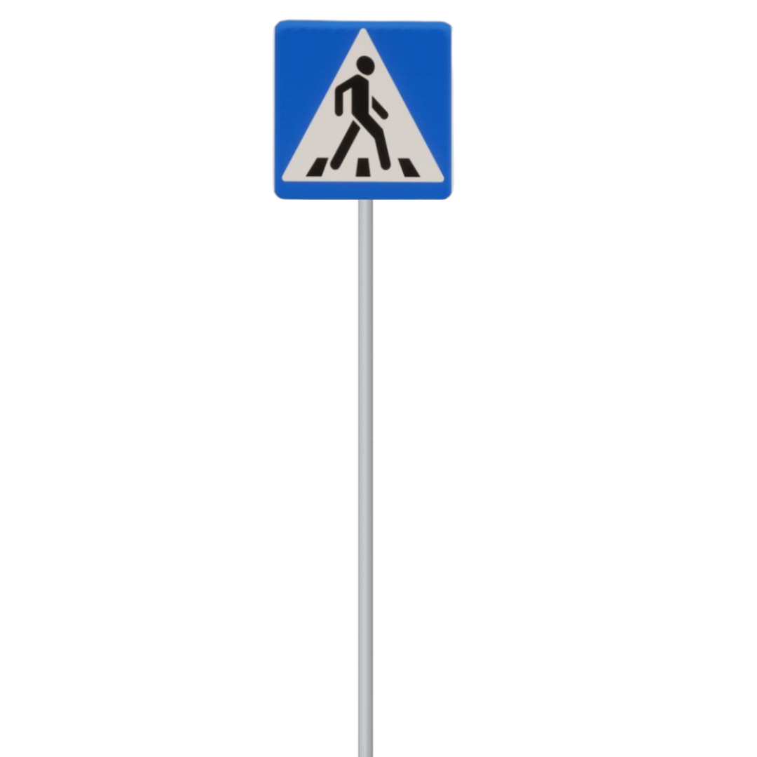 Знак дорожный "Пешеходный переход" 5.19.1 типоразмер 40 на трубе стационарный светоотражающий ЖУ-ЖУ БЛ5093 Курвиметры